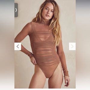 ($68) Free People Under It All Bodysuit XS - Cafe Brown